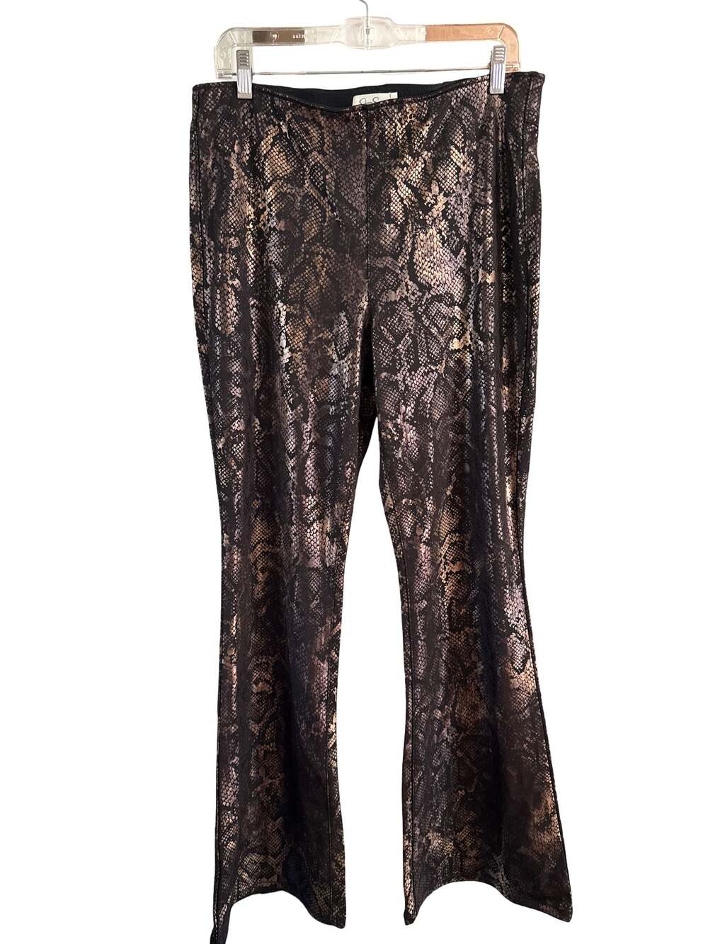 Jessica Simpson Women's Pull-On Flare Pants in Foil Snake Print